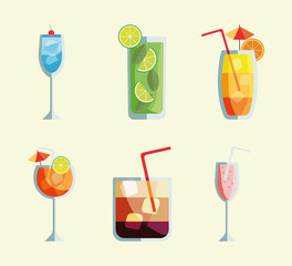 Poster - six tropical cocktails