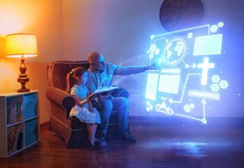 Father and Daughter study together