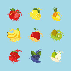 Poster - nine fruits splash