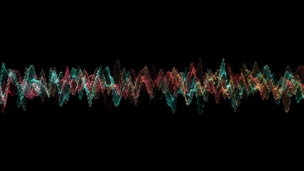 Poster - Animation. Abstract glowing lines background. Wavy form neon line structure. Futuristic blue, orange colors. Technology concept. Global network conncetion. Isolated on black. 4K Motion graphics