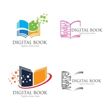 Digital Book Logo Technology Vector Icon Design
