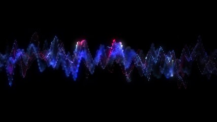 Poster - Animation. Abstract glowing lines background. Wavy form neon line structure. Futuristic blue,red colors. Technology concept. Global network conncetion. Isolated on black. 4K Motion graphics