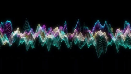 Poster - Animation. Abstract glowing lines background. Wavy form neon line structure. Futuristic blue,purple,red colors. Technology concept. Global network conncetion. Isolated on black. 4K Motion