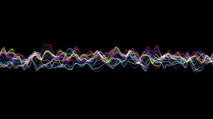 Poster - Animation. Abstract glowing lines background. Wavy form neon line structure. Futuristic blue,purple,red colors. Technology concept. Global network conncetion. Isolated on black. 4K Motion