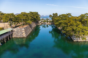 Naklejka na meble Japanese garden and moat , Takamatsu city, kagawa, shikoku, Japan