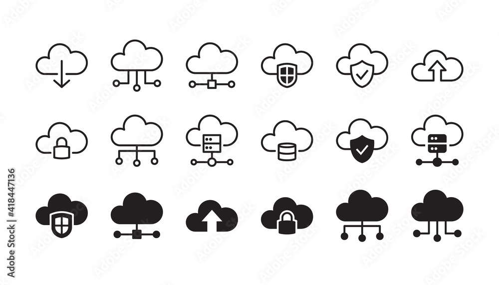 Cloud computing icon set. Vector graphic illustration. Suitable for ...