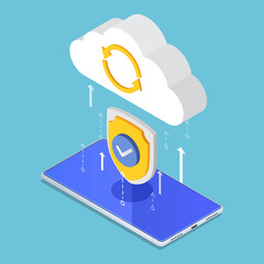 Aufkleber - Isometric Cloud Computing Upload Protecting by Security Shield