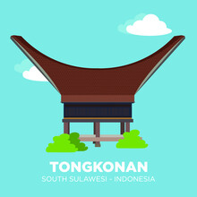 Tongkonan Is The Traditional Ancestral House, Or Rumah Adat Of The Torajan People, In South Sulawesi, Indonesia. Tongkonan Have A Distinguishing Boat-shaped And Oversized Saddleback Roof.