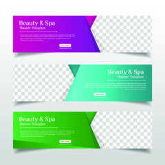 Wall Mural - Beauty and spa web banner with place for photo. Horizontal Layout template. Business Ad banner. Vector EPS 10