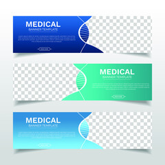 health medical web banner with place for photo. horizontal layout template. business ad banner. vect
