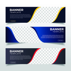 Wall Mural - Modern Abstract web banner with place for photo. Horizontal Layout template. Business Ad banner. Vector EPS 10