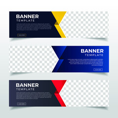 Wall Mural - Modern Abstract web banner with place for photo. Horizontal Layout template. Business Ad banner. Vector EPS 10