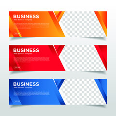 Wall Mural - Modern Abstract web banner with place for photo. Horizontal Layout template. Business Ad banner. Vector EPS 10