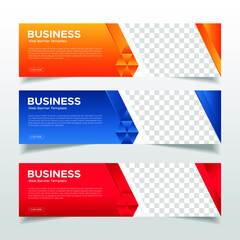 Wall Mural - Modern Abstract web banner with place for photo. Horizontal Layout template. Business Ad banner. Vector EPS 10