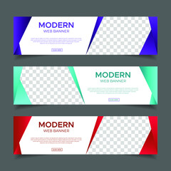 Wall Mural - Modern Abstract web banner with place for photo. Horizontal Layout template. Business Ad banner. Vector EPS 10