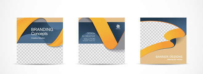 Wall Mural - set square banner template for social media post and web internet ads.vector illustrations.