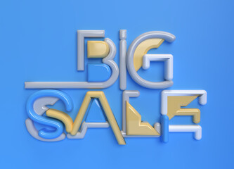 Wall Mural - 3d render big sale text. 3d illustration graphic design.