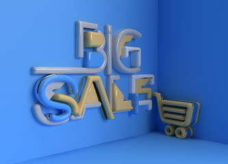 Wall Mural - 3d render big sale text. 3d illustration graphic design.