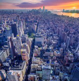 Fototapeta Nowy Jork - Amazing aerial view of Manhattan with sunset, New York City