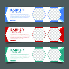 Wall Mural - Modern Abstract web banner with place for photo. Horizontal Layout template. Business Ad banner. Vector EPS 10