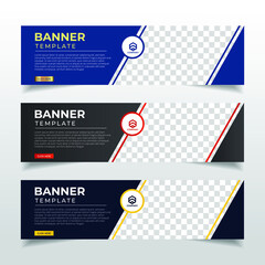 Poster - Modern Abstract web banner with place for photo. Horizontal Layout template. Business Ad banner. Vector EPS 10