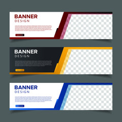 Wall Mural - Modern Abstract web banner with place for photo. Horizontal Layout template. Business Ad banner. Vector EPS 10