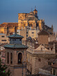 cathedral of granada bathed in golden sunlight at sunset in the old town of granada, spain