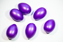 Purple Easter Eggs On White Background