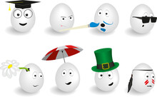 Set Of Vector Funny Easter  And Saint Patricks Day Eggs