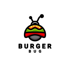 Simple Mascot logo design combination Burger and Bug