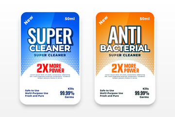 Wall Mural - detergent and anti bacterial labels set of two