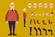 © Uliana Rom - The character is an elderly man. A cartoon character. A character set for your animation.