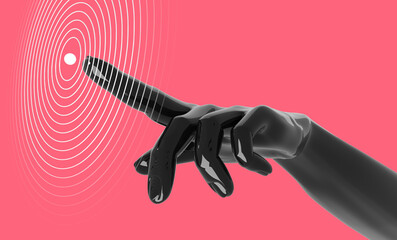 Fototapete - Touch the future. Innovations systems cpu intuitive thinking and development technologies in automatics cyborg systems and computers industry. Future technologies 3d render