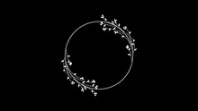 4K Circular Frame With Hand Drawn Flowers Animation, Flowers Movement Animation, Wedding Background, Ornament.