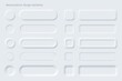 © backup16 - Editable neumorphic buttons set. Sliders for websites, mobile menu, navigation and apps. Simple elegant Neumorphism trendy design elements UI components isolated on light background.