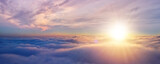 Fototapeta Zachód słońca - Beautiful sunrise cloudy sky from aerial view