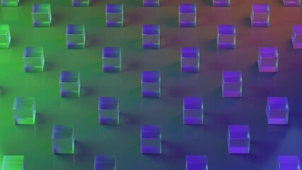 Poster - animation. repeating pattern. cubes texture. 3d cube wallpaper. neon light. coolorful background. gr