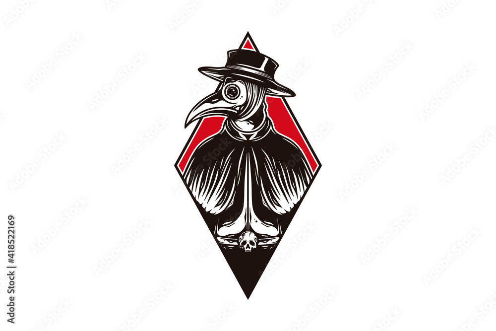 Plague Doctor Vintage Vector Tattoo Art Stock Vector | Adobe Stock
