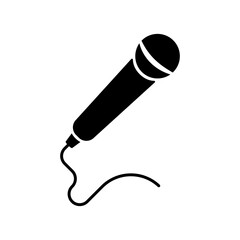 Microphone icon. Vector illustration black mic symbol isolated on white background.