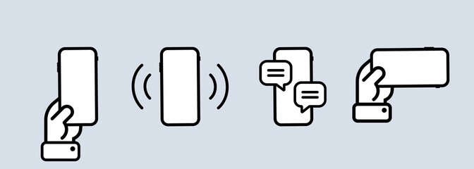 Aufkleber - Smartphone template icon set. Calling phone, message window. Using telephone. Vector on isolated background. EPS 10