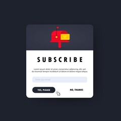 Poster - Email subscribe, online newsletter vector template with mailbox and send button. Vector on isolated background. EPS 10