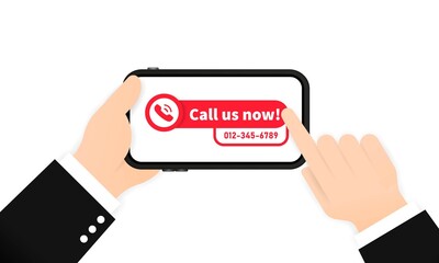 Poster - Call us now banner. Template for phone number in website header. Vector on isolated white background. EPS 10