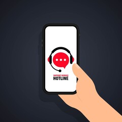 Poster - Support service hotline illustration. Support online. Concept for consultation, telemarketing, consultant, secretary. Vector on isolated background. EPS 10