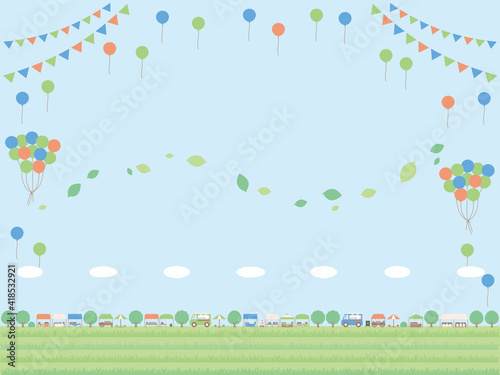 シンプルな初夏のフリーマーケットの背景イラスト 空が広がる遠景バージョン Stock 벡터 Adobe Stock
