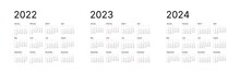 Monthly Calendar Template For 2022, 2023 And 2024 Years. Week Start On Sunday. Wall Calendar In A Minimalist Style.