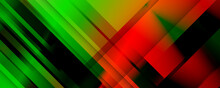 High Contrast Green And Red Background With 3d Overlap Layers