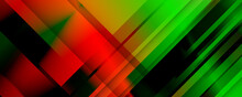Modern Contrast Green Red Abstract Background With Stripes Lines For Wide Banner. Black Red Green Abstract Lines Stripes Element Background