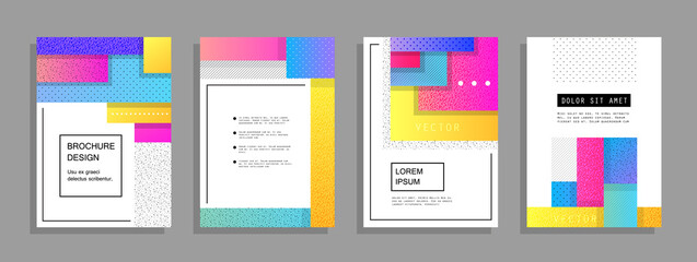 Poster - Covers templates set with graphic geometric elements. Applicable for brochures, posters, covers and banners. Vector illustrations.