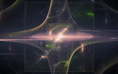 Aufkleber - digital image generated on a computer consisting of beautiful abstract geometric shapes, lines of different colors for a background image or web design