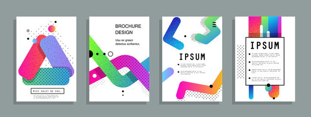Poster - Covers templates set with graphic geometric elements. Applicable for brochures, posters, covers and banners. Vector illustrations.
